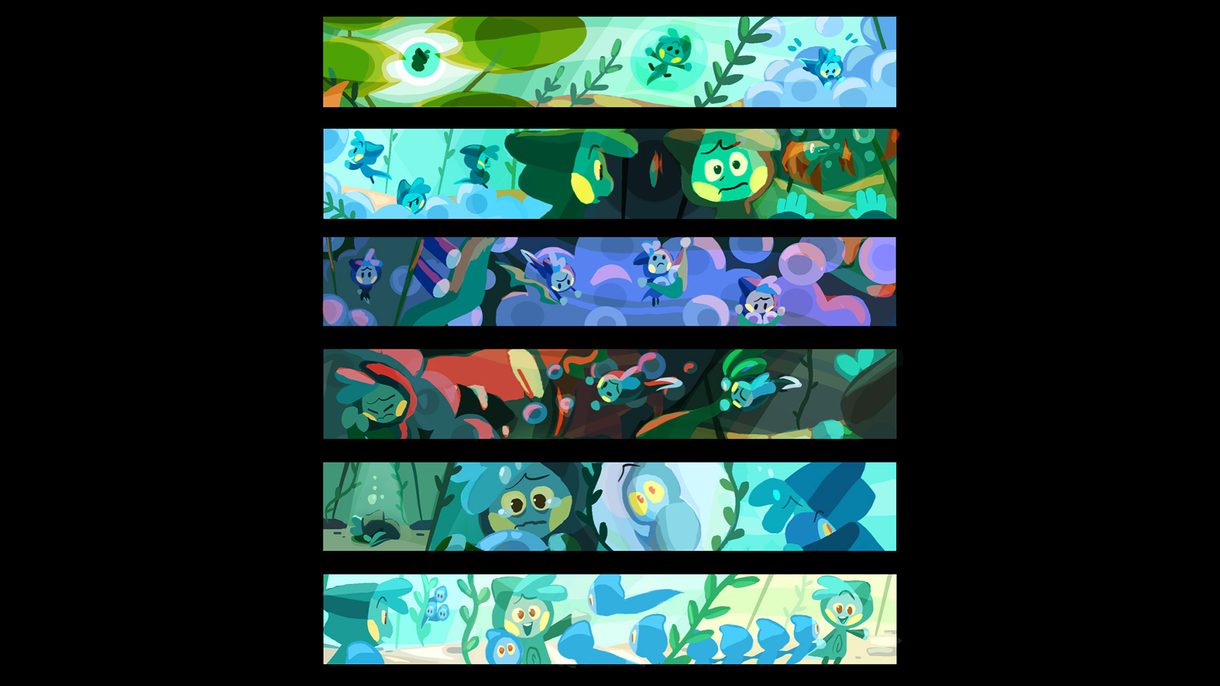 A color script created by Mollie Malizia, an undergraduate in Animation at CCAD.