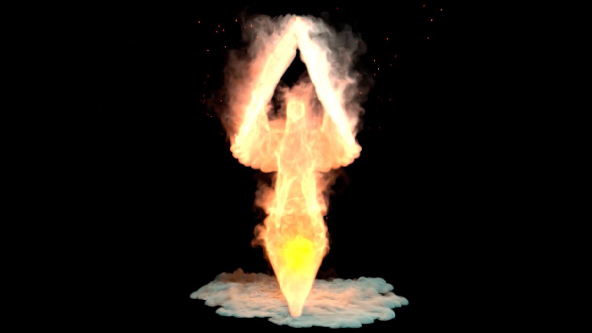 3D simulation created by a Columbus College of Art & Design Animation student, showcasing a burning phoenix.