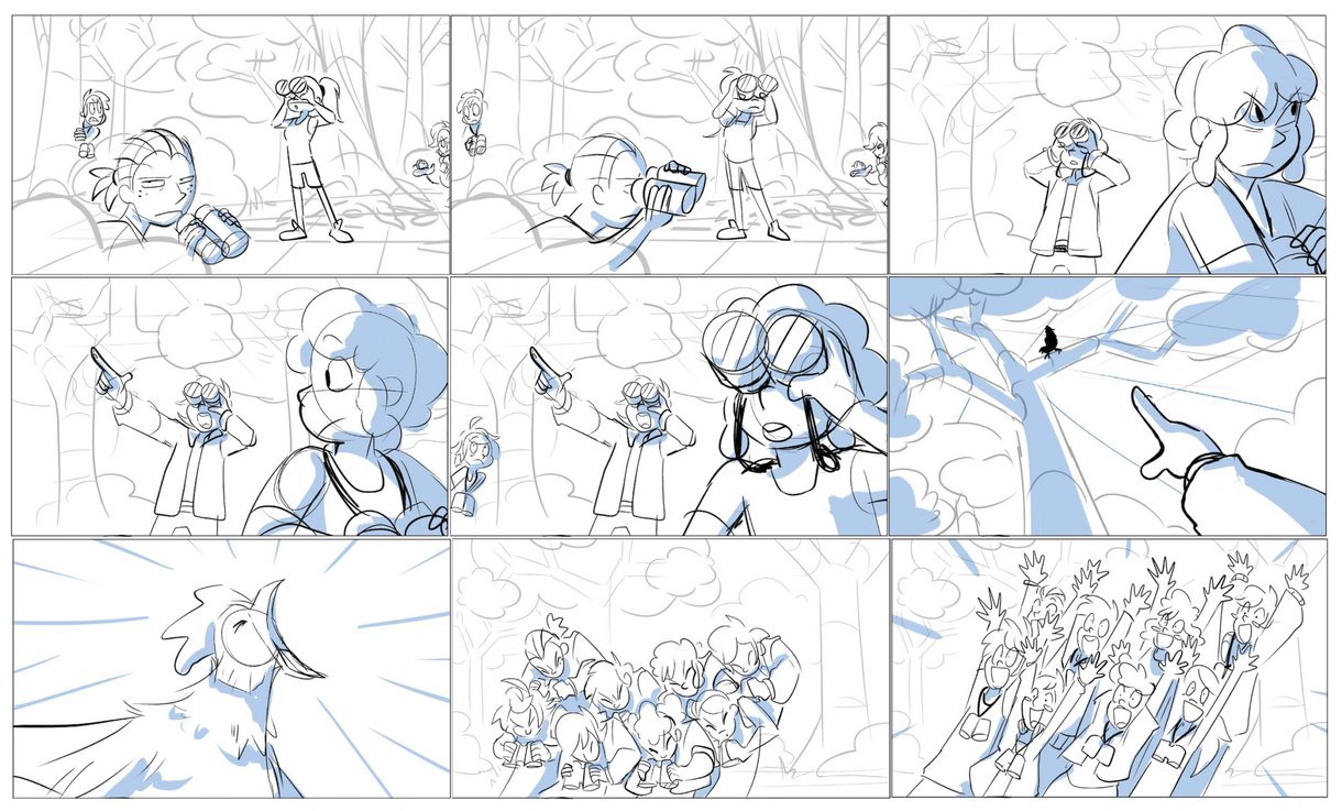 A storyboard created by Jay Young, an undergraduate in Animation at CCAD.