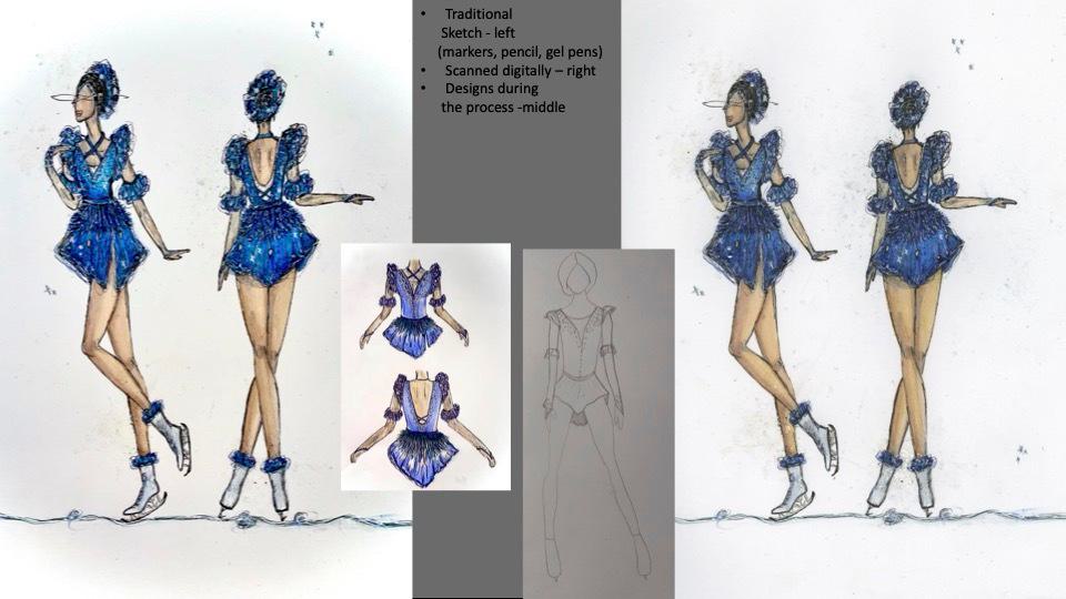 Sketch designs from Fashion Design student Morgan Reiners.